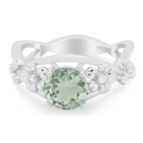 Art Deco Round Natural Stone Flower Ring