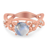 Art Deco Round Natural Stone Flower Ring