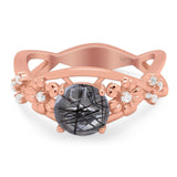 Art Deco Round Natural Stone Flower Ring