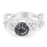 Art Deco Round Natural Stone Flower Ring