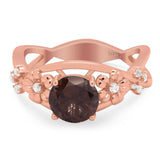 Art Deco Round Natural Stone Flower Ring