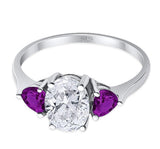 Three Stone Oval Moissanite Trio Ring 925 Sterling Silver