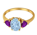 Three Stone Oval Natural Stone Trio Ring