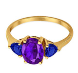 Three Stone Oval Natural Stone Trio Ring