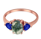 Three Stone Oval Natural Stone Trio Ring