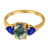 Three Stone Oval Natural Stone Trio Ring