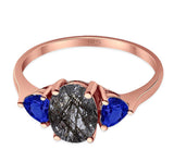 Three Stone Oval Natural Stone Trio Ring