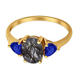 Three Stone Oval Natural Stone Trio Ring