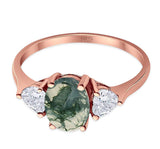 Three Stone Oval Natural Stone Trio Ring