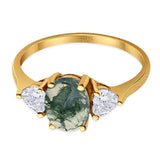 Three Stone Oval Natural Stone Trio Ring