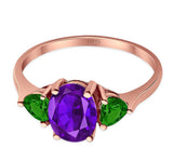 Three Stone Oval Natural Stone Trio Ring