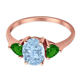 Three Stone Oval Natural Stone Trio Ring