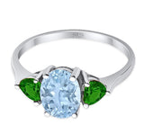 Three Stone Oval Natural Stone Trio Ring