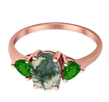 Three Stone Oval Natural Stone Trio Ring