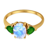 Three Stone Oval Natural Stone Trio Ring