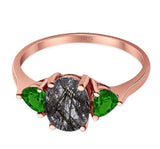 Three Stone Oval Natural Stone Trio Ring