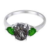 Three Stone Oval Natural Stone Trio Ring