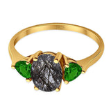 Three Stone Oval Natural Stone Trio Ring