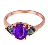 Three Stone Oval Natural Stone Trio Ring