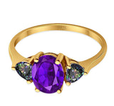 Three Stone Oval Natural Stone Trio Ring