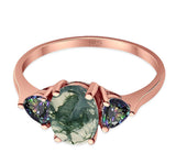 Three Stone Oval Natural Stone Trio Ring