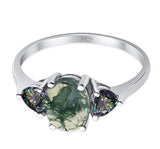 Three Stone Oval Natural Stone Trio Ring