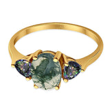 Three Stone Oval Natural Stone Trio Ring