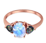 Three Stone Oval Natural Stone Trio Ring