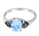 Three Stone Oval Natural Stone Trio Ring