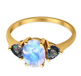 Three Stone Oval Natural Stone Trio Ring