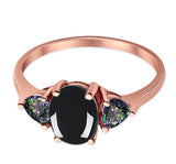 Three Stone Oval Natural Stone Trio Ring