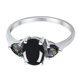 Three Stone Oval Natural Stone Trio Ring