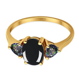 Three Stone Oval Natural Stone Trio Ring