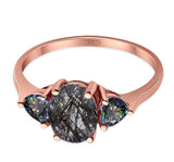 Three Stone Oval Natural Stone Trio Ring