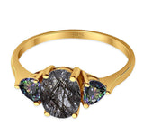 Three Stone Oval Natural Stone Trio Ring