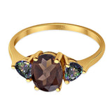 Three Stone Oval Natural Stone Trio Ring