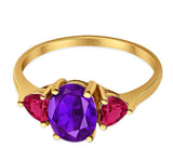 Three Stone Oval Natural Stone Trio Ring