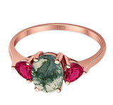 Three Stone Oval Natural Stone Trio Ring