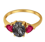 Three Stone Oval Natural Stone Trio Ring