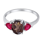 Three Stone Oval Natural Stone Trio Ring