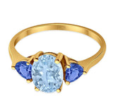 Three Stone Oval Natural Stone Trio Ring