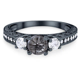 Three Stone Art Deco Round Natural Stone Ring