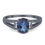 Art Deco Oval Natural Stone Wedding Ring