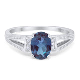 Art Deco Oval Natural Stone Wedding Ring