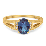 Art Deco Oval Natural Stone Wedding Ring