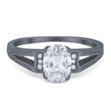 Art Deco Oval Natural Stone Wedding Ring