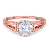 Art Deco Oval Natural Stone Wedding Ring
