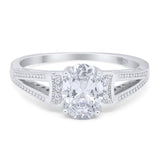 Art Deco Oval Natural Stone Wedding Ring