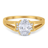 Art Deco Oval Natural Stone Wedding Ring