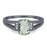 Art Deco Oval Natural Stone Wedding Ring